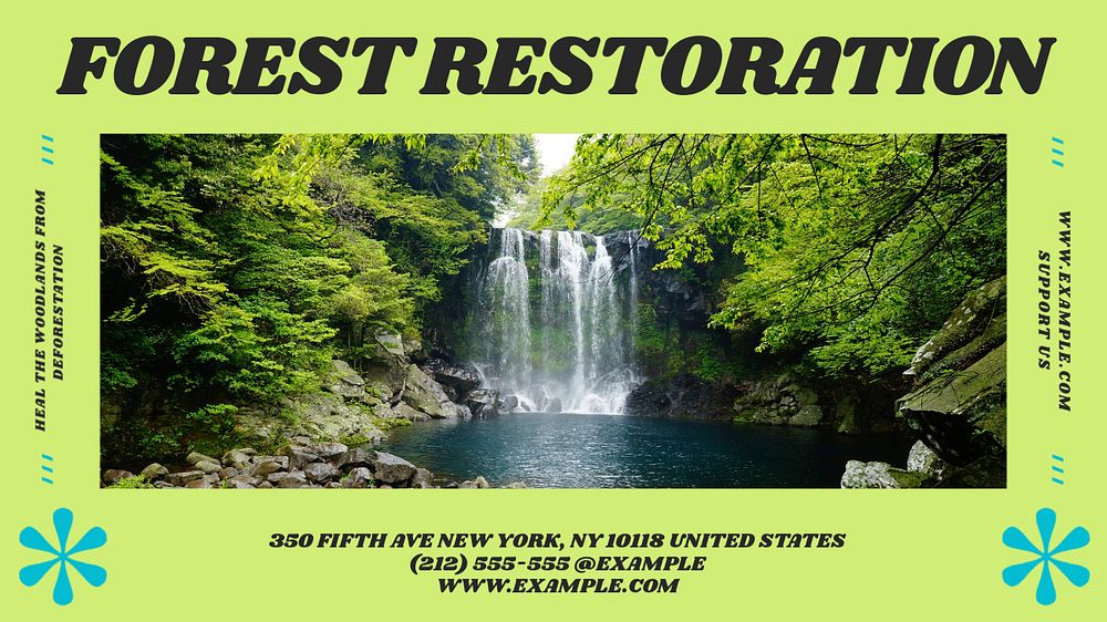 Forest restoration environment blog banner template, editable ad