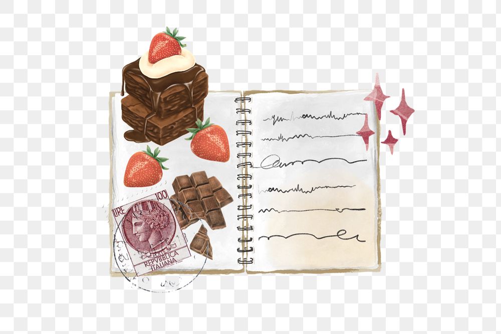 Aesthetic baker notebook element png, editable doodle collage remix design