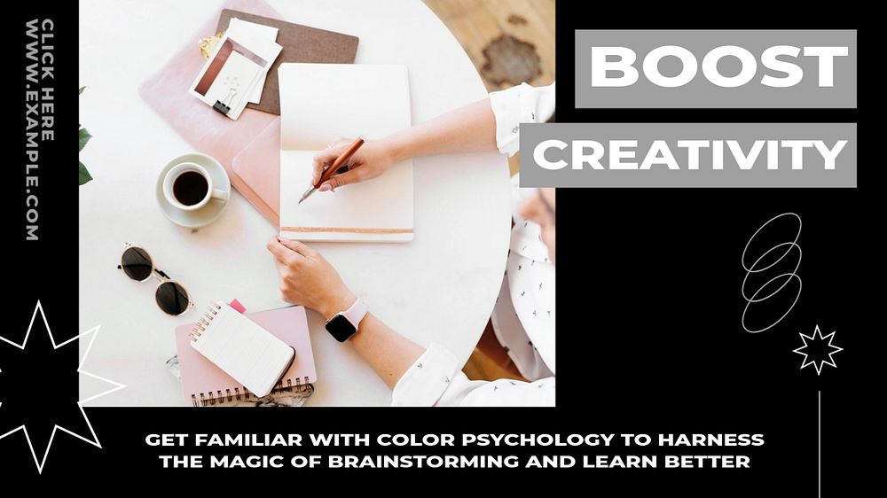 Boost creativity blog banner template, editable ad