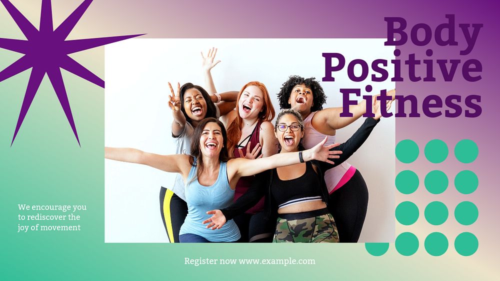 Body positive fitness blog banner template, editable ad