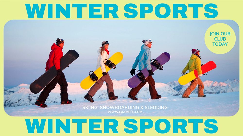 Winter sports blog banner template, editable ad