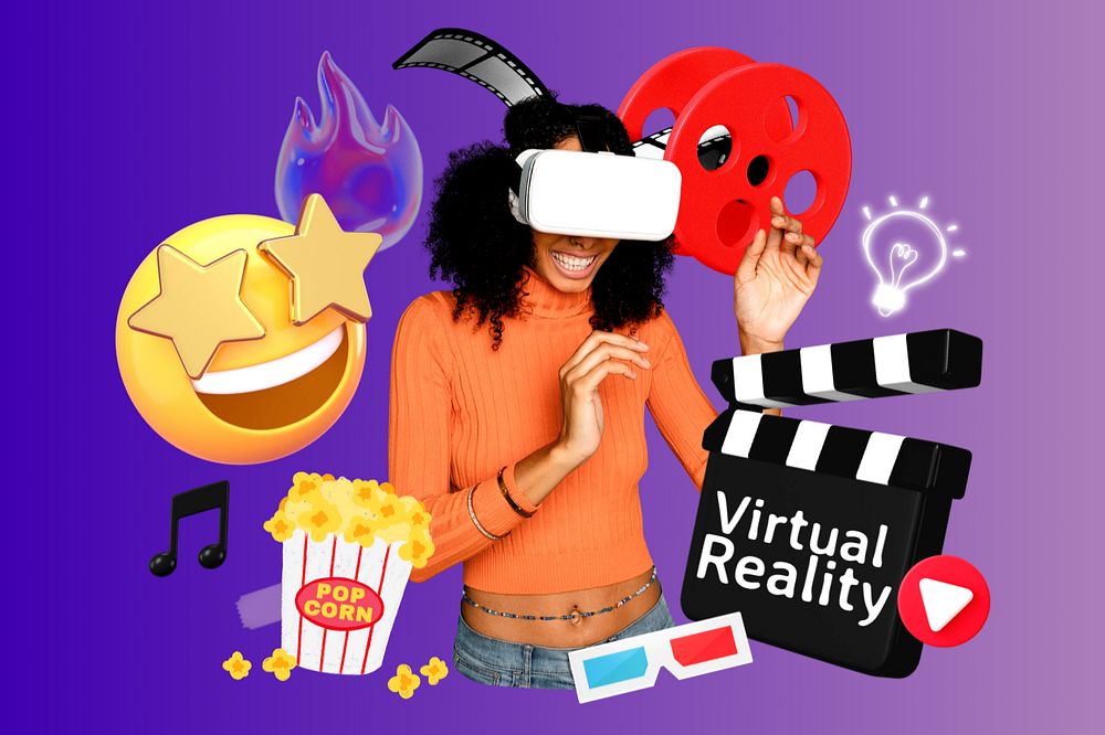 Virtual reality, editable entertainment word, 3D remix