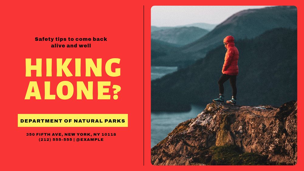 Hiking safety nature blog banner template, editable ad