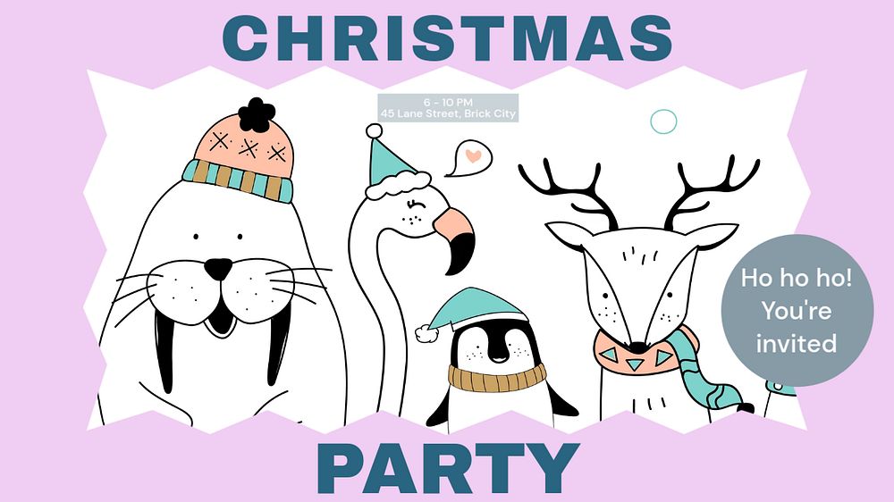 Christmas party blog banner template, editable ad