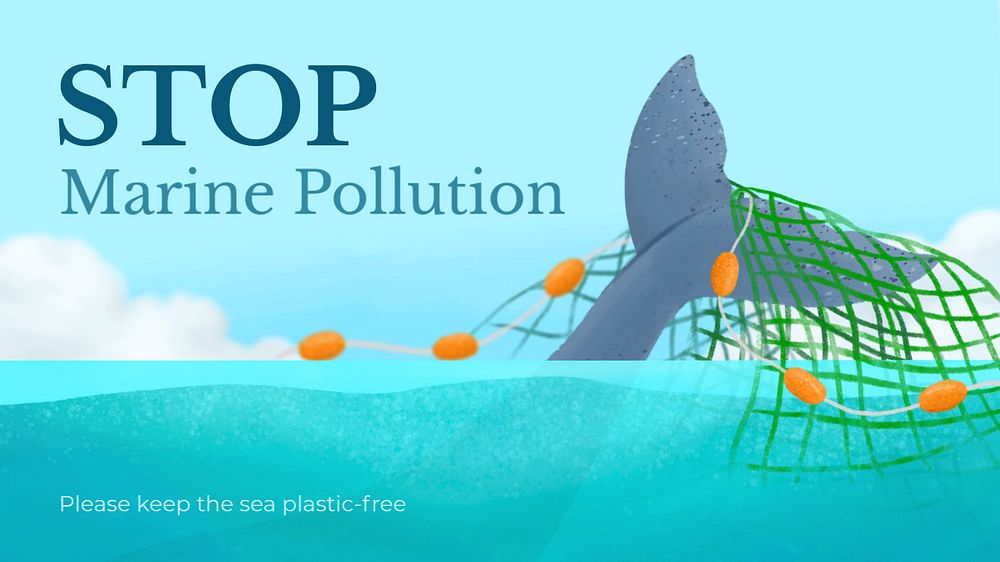 Marine pollution blog banner template, editable aesthetic paint remix 