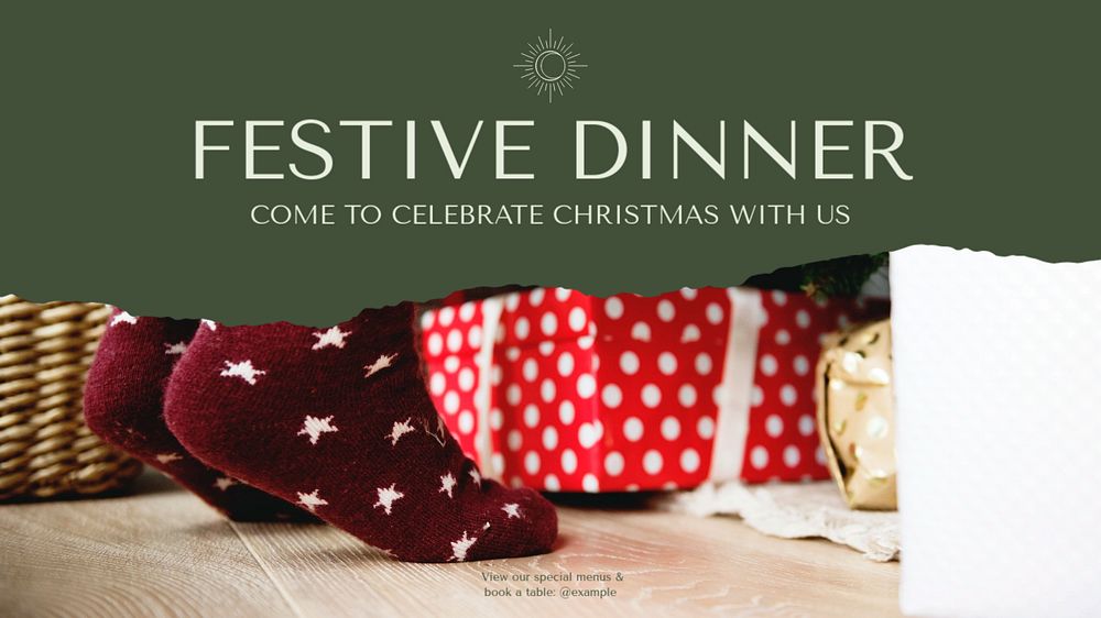 Christmas dinner blog banner template, editable text & design