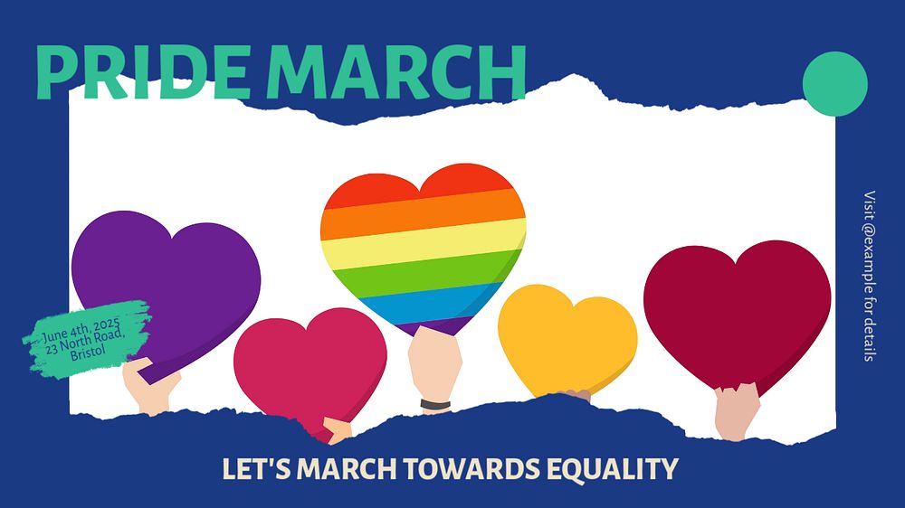 Pride march blog banner template, editable ad