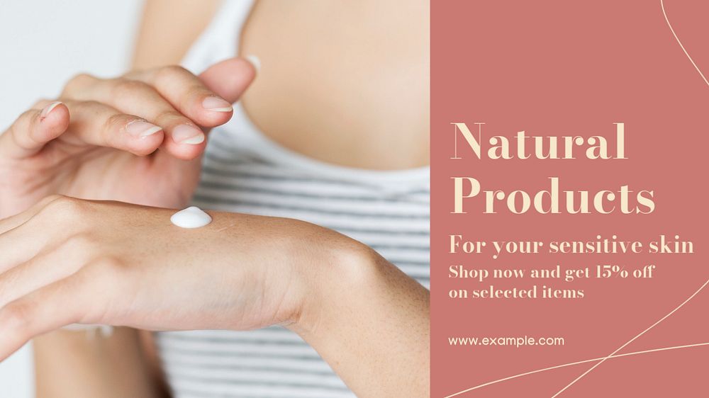 Natural skincare blog banner template, editable text & design