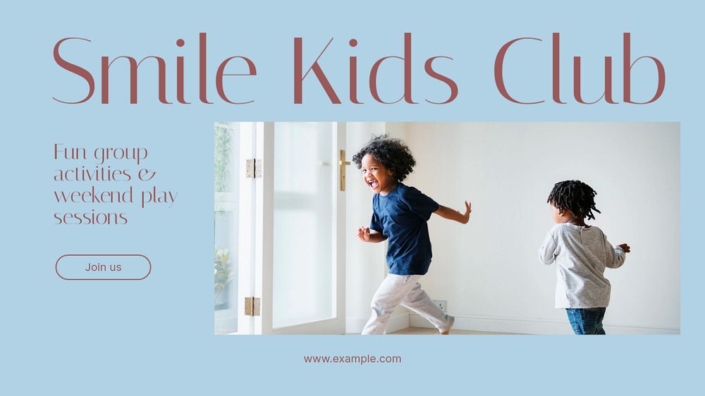 Smile kids club blog banner template, editable text & design