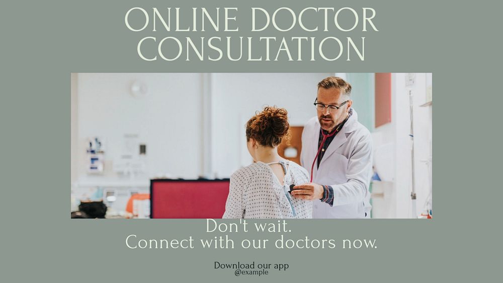 Online doctor consultation blog banner template, editable text & design