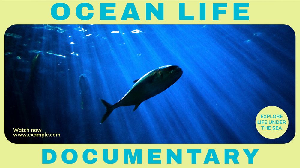 Ocean life documentary blog banner template, editable ad