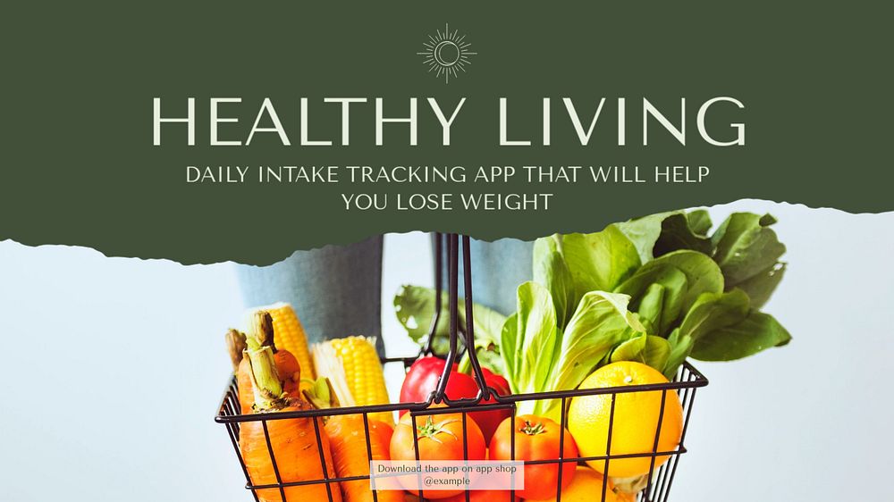 Healthy living blog banner template, editable text & design