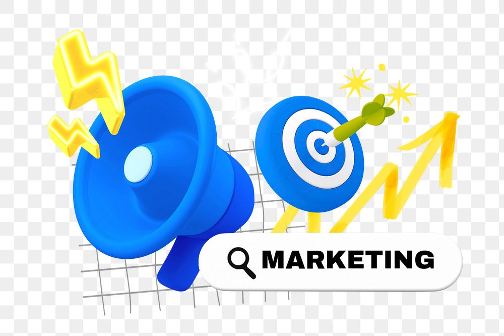 Marketing, editable business word 3D remix