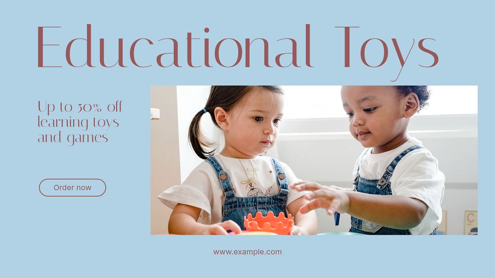 Educational toys blog banner template, editable text & design