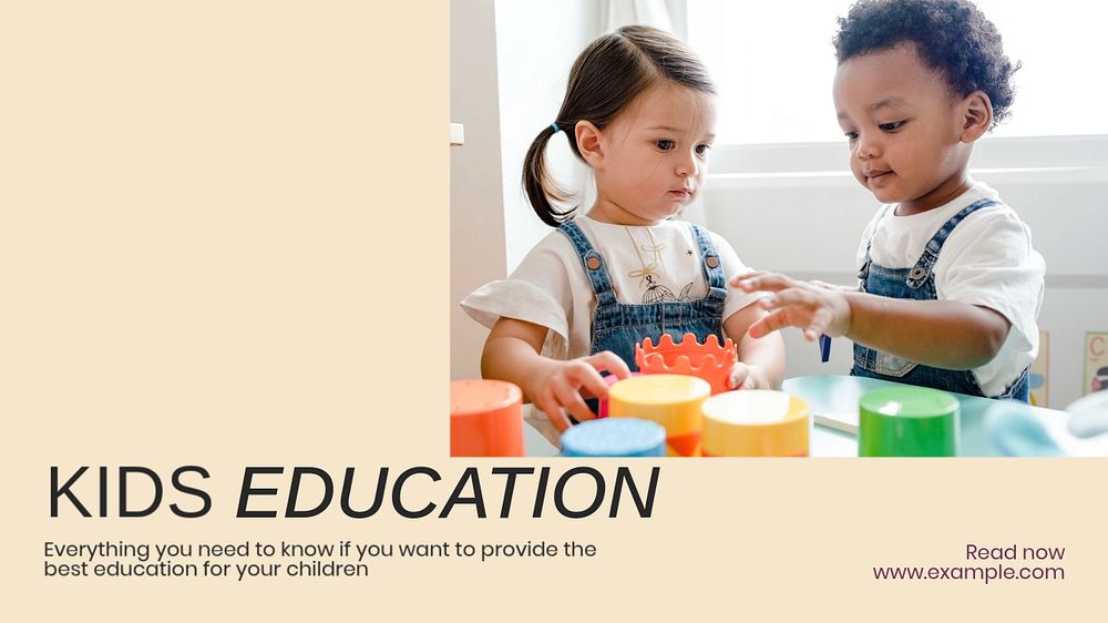 Kids education blog banner template, editable text & design