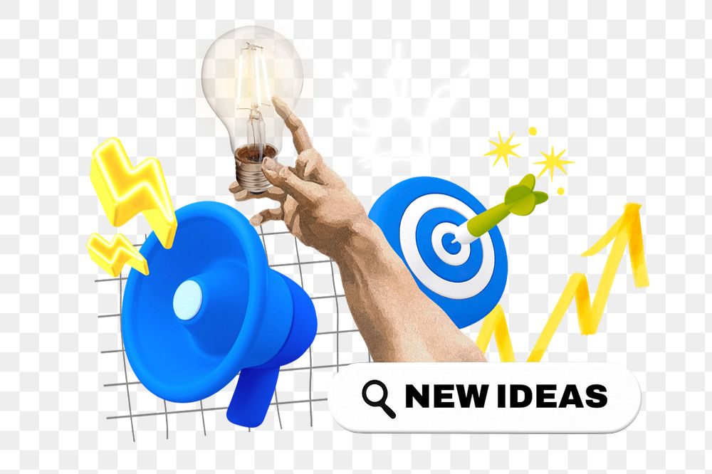 New ideas, editable business word 3D remix