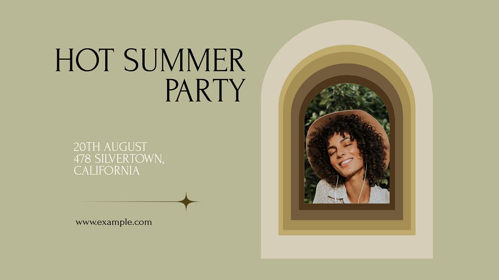 Hot summer party blog banner template, editable text & design