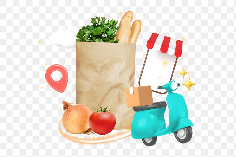 Grocery delivery element group, editable 3D remix