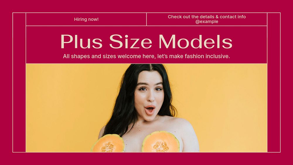 Plus size model blog banner template, editable text & design