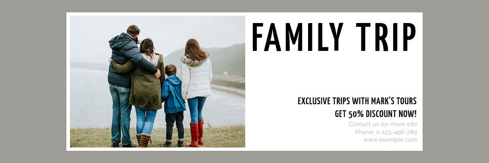 Family trip email header template, editable text & design