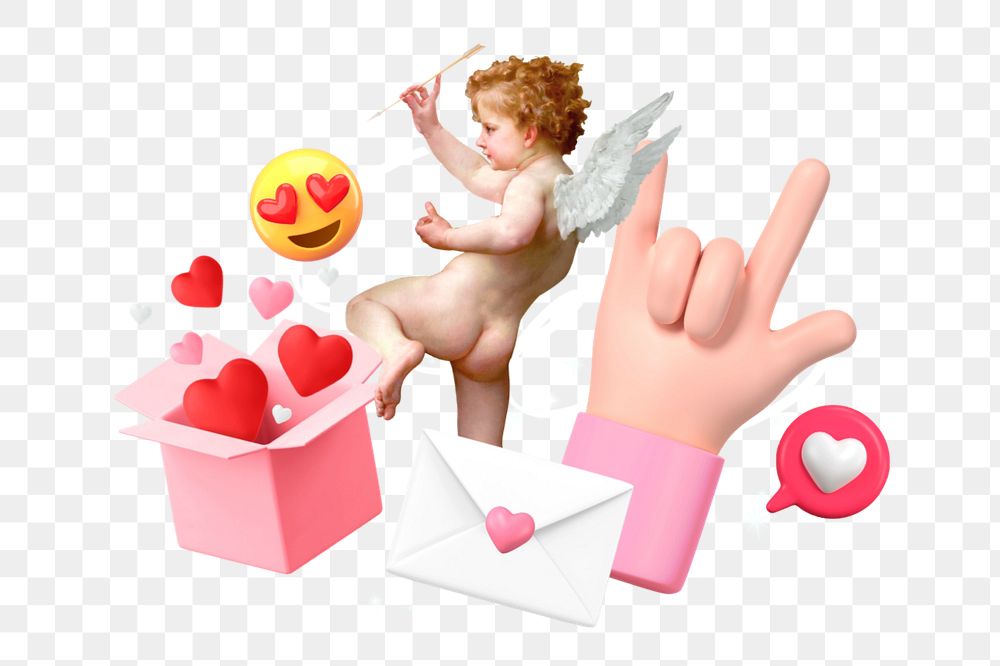 Cupid png element, editable collage remix design