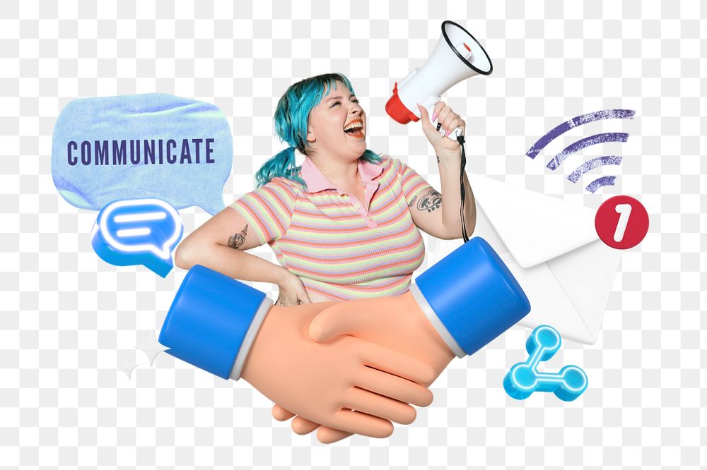 Communication png element, editable collage remix design