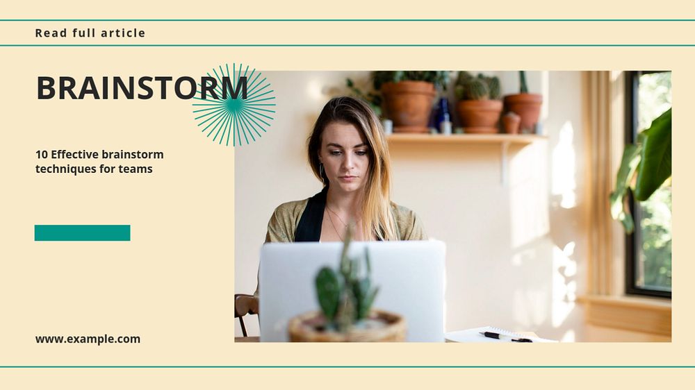 Brainstorm blog banner template, editable text & design