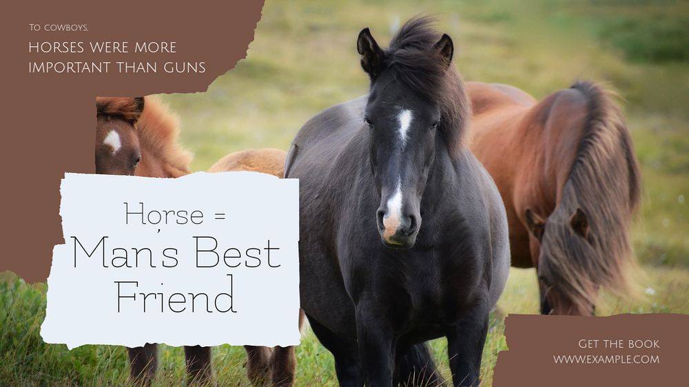 Horse blog banner template, editable text & design