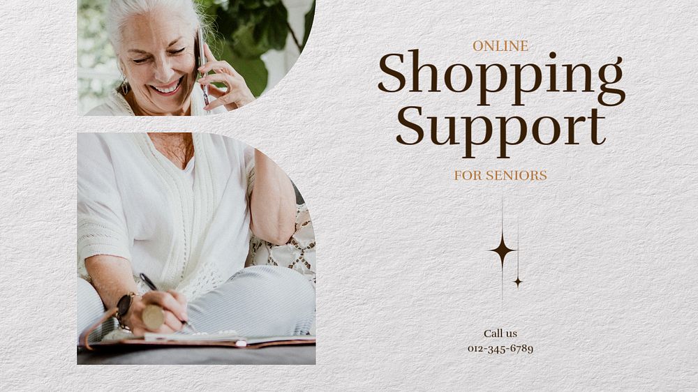 Online shopping support blog banner template, editable text & design