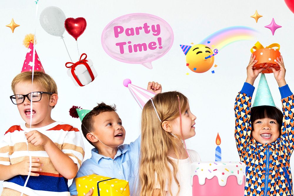 Editable party time, collage element remix design