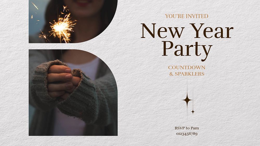 New Year party blog banner template, editable text & design