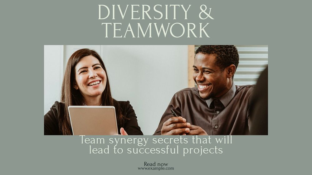 Diversity work teamwork blog banner template, editable text & design