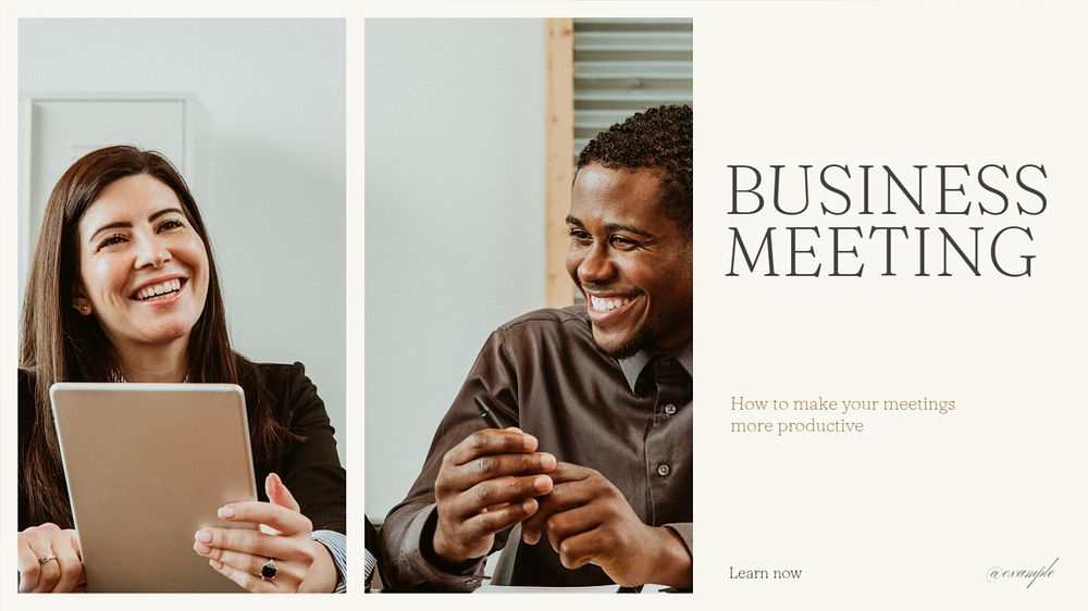 Business meeting blog banner template, editable text & design