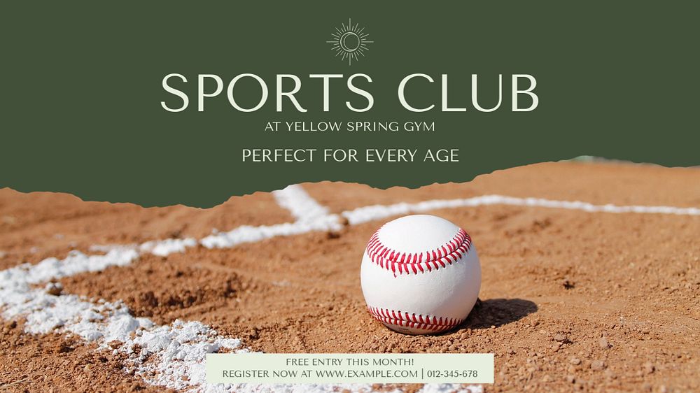 Sports club blog banner template, editable text & design