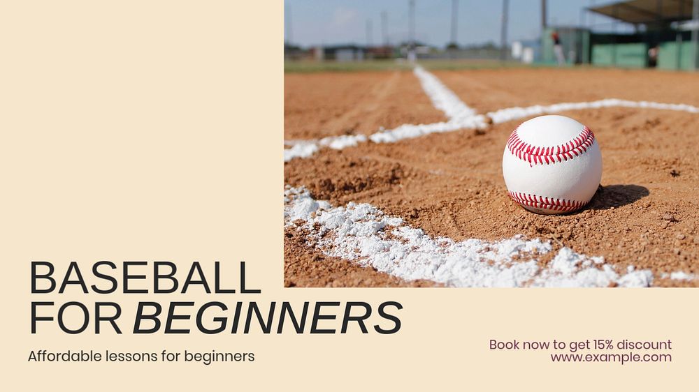 Baseball lessons blog banner template, editable text & design