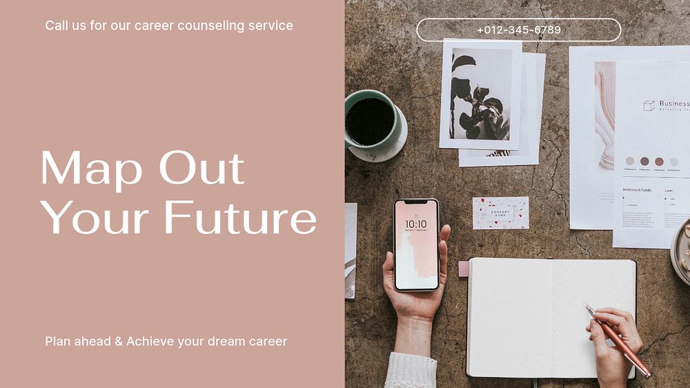 Career counseling blog banner template, editable text & design