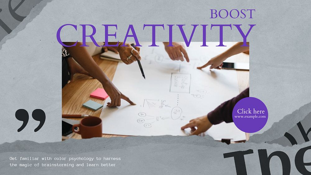 Boost creativity blog banner template, editable text & design