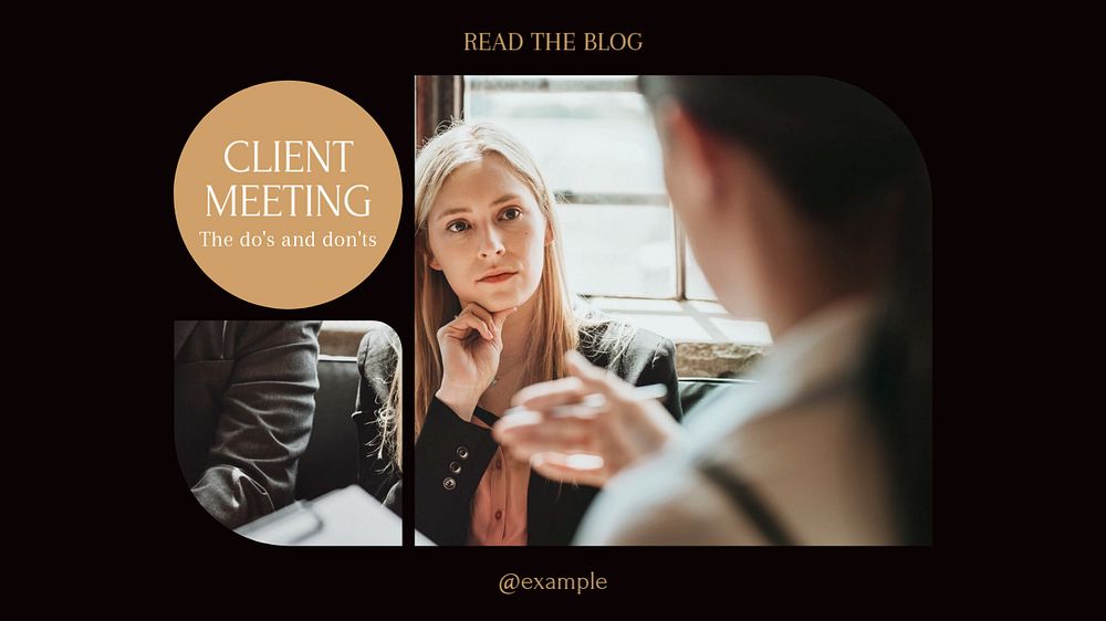 Client meeting blog banner template, editable text & design