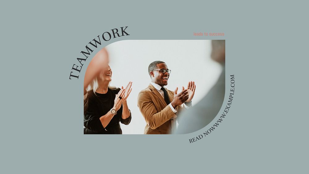 Teamwork & success blog banner template, editable text & design