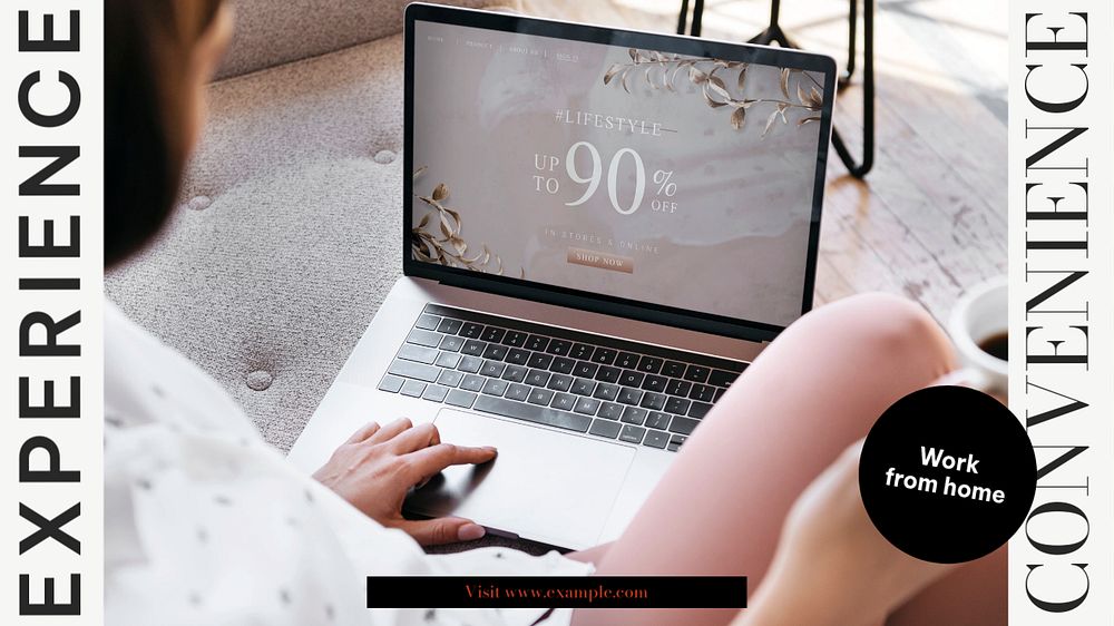 Work from home blog banner template, editable text & design