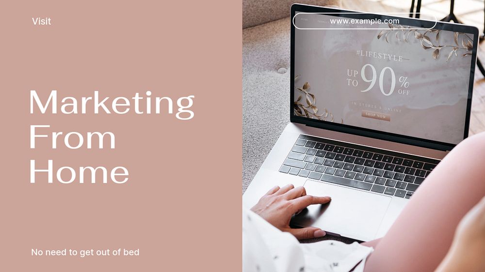 Marketing from home blog banner template, editable text & design