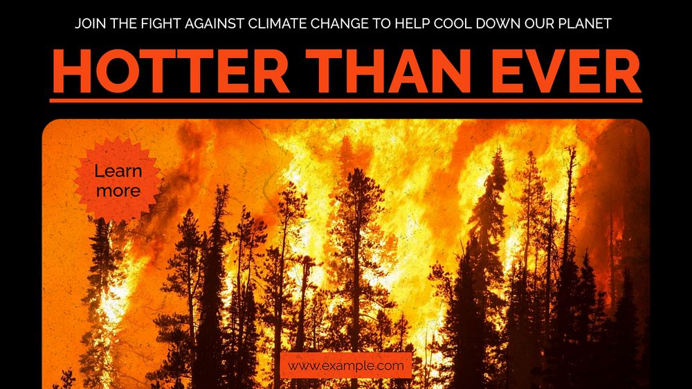 Climate change fire global warming blog banner template, editable ad