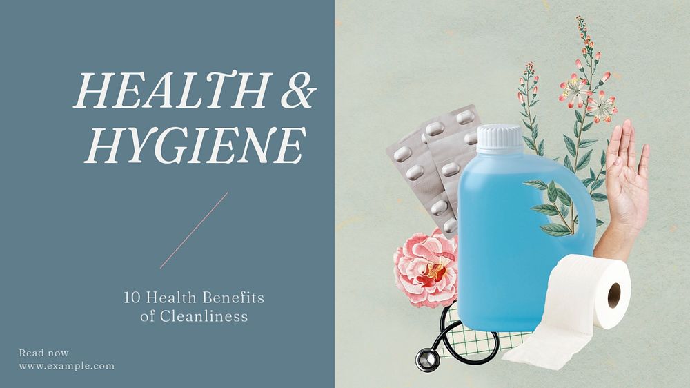 Health & hygiene blog banner template, editable text & design