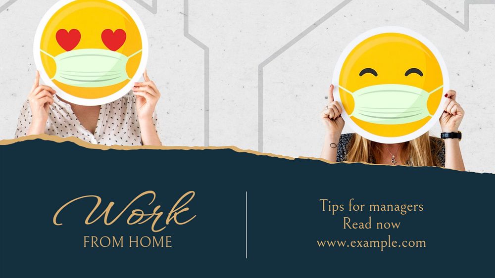 Work from home blog banner template, editable text & design