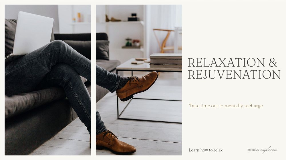 Relaxation rejuvenation blog banner template, editable text & design