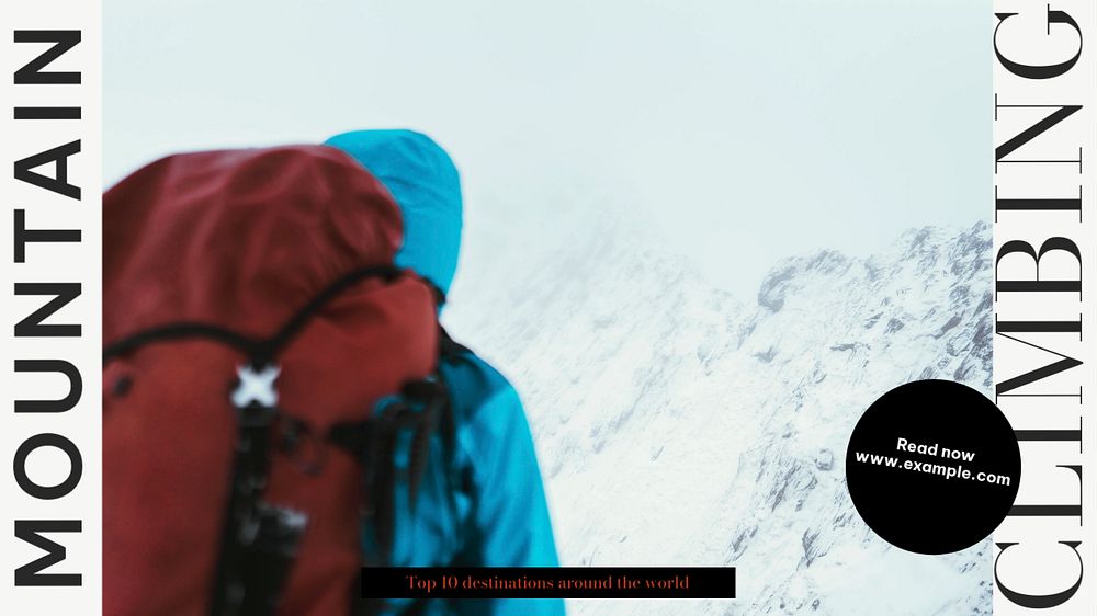 Mountain climbing blog banner template, editable text & design