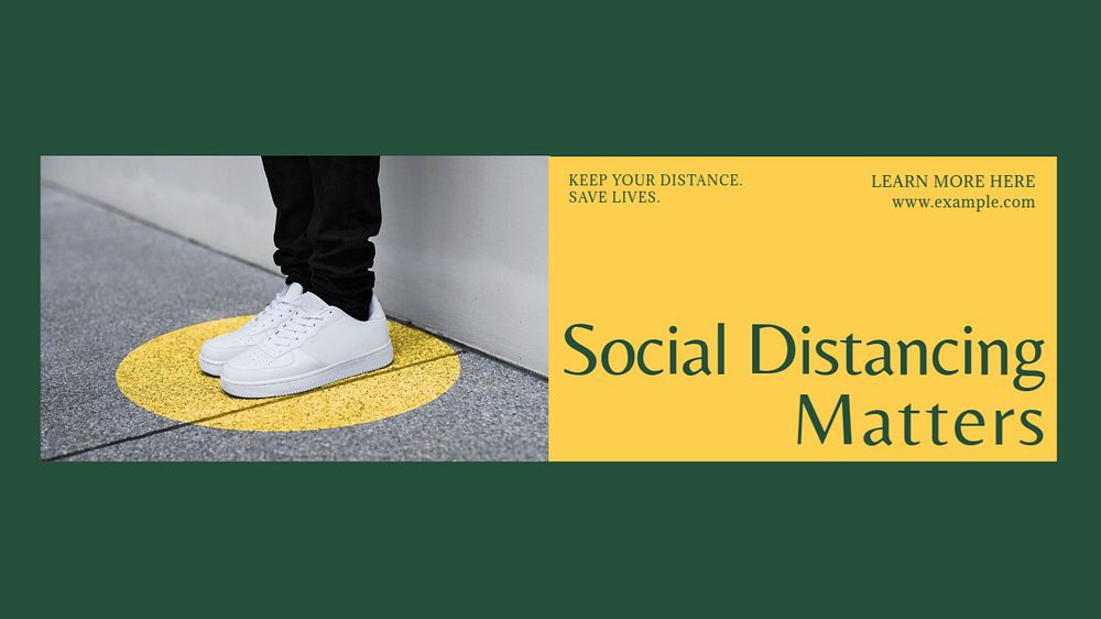 Social distance blog banner template, editable text & design