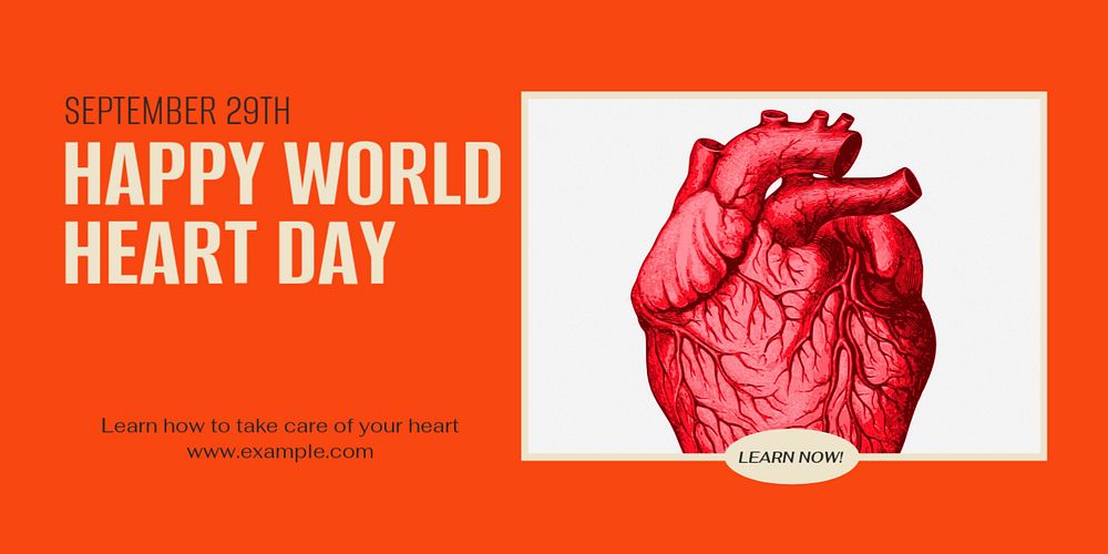 World heart day Twitter ad template, editable text & design