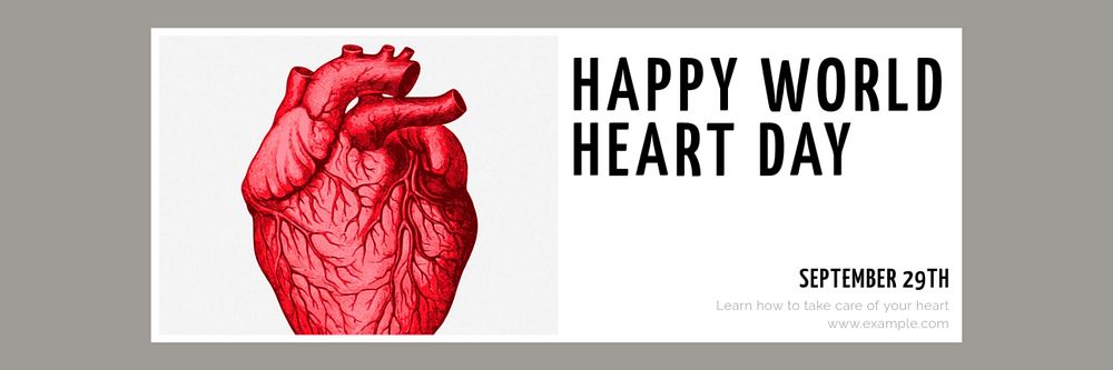 World heart day email header template, editable text & design