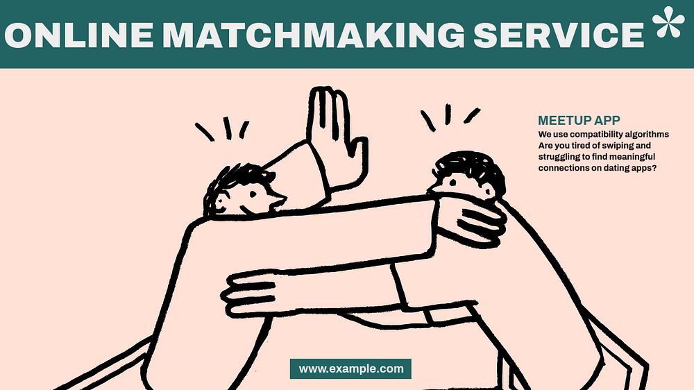 Dating app match blog banner template, editable text & design